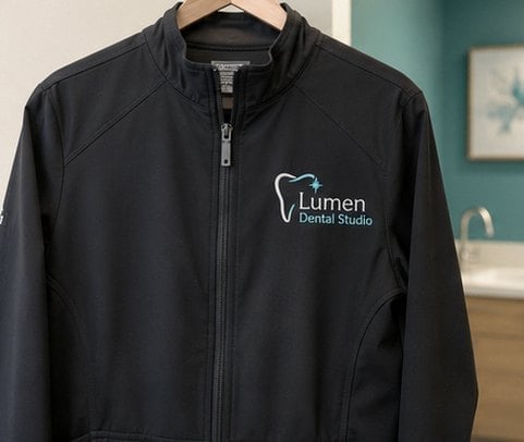 Lab-Coat Style Scrub Jacket with custom branding