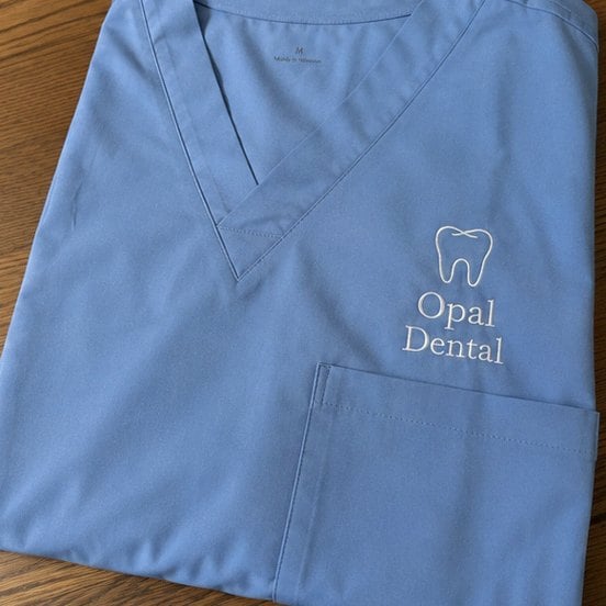 Personalized scrubs — customer photo