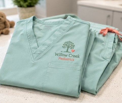 Women’s Fit Scrub Set with custom branding